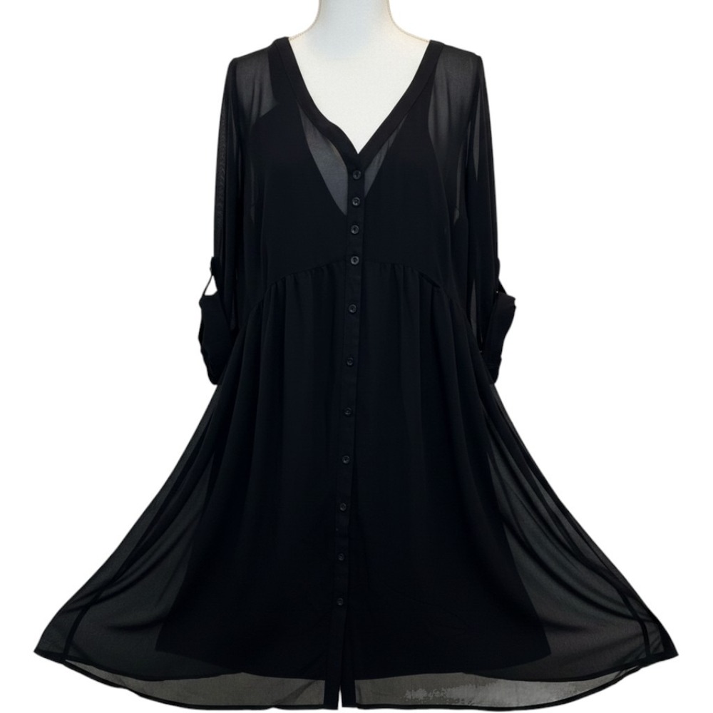 Torrid all Black Chiffon layered Dress Size XL goth dark academia